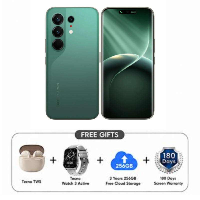 Pre-Order Tecno Camon 50 Ultra - 12GB / 256GB / 6.78" Curved AMOLED / 5G / Cypress Green - Mobile