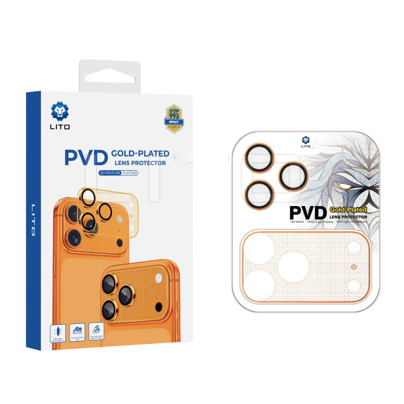 LITO PVD Gold-Plated iPhone 17 Pro Max Camera Lens - Orange