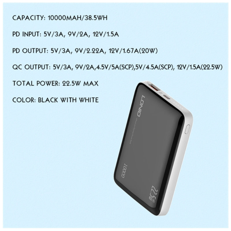 Ldnio PQ25 Fast Charging Power Bank - 10,000mAh / 22.5W