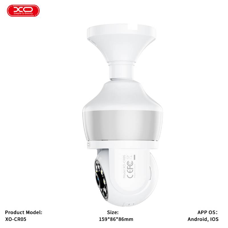 XO CR05 Magic Bulb 300W Pixel Camera - 3MP / 2.4G / WiFi / Bluetooth / E27 Network - White