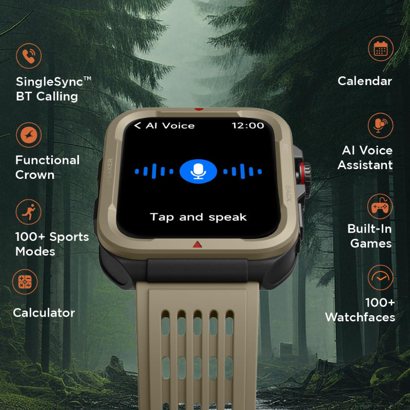 Fastrack Active Smart Watch - 1.83’’TFT / Bluetooth / Khaki Smart Watches