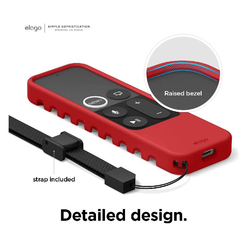 حافظة واقية إلاجو  حافظة التحكم عن بُعدتلفزيون Remote حافظة  ابل تلفزيون - مع حبل حمل - أحمر التعبئة والتغليفعبر الانترنت )