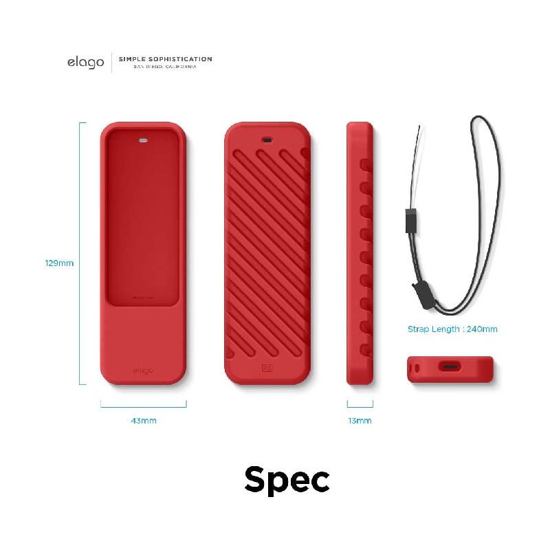 حافظة واقية إلاجو  حافظة التحكم عن بُعدتلفزيون Remote حافظة  ابل تلفزيون - مع حبل حمل - أحمر التعبئة والتغليفعبر الانترنت )