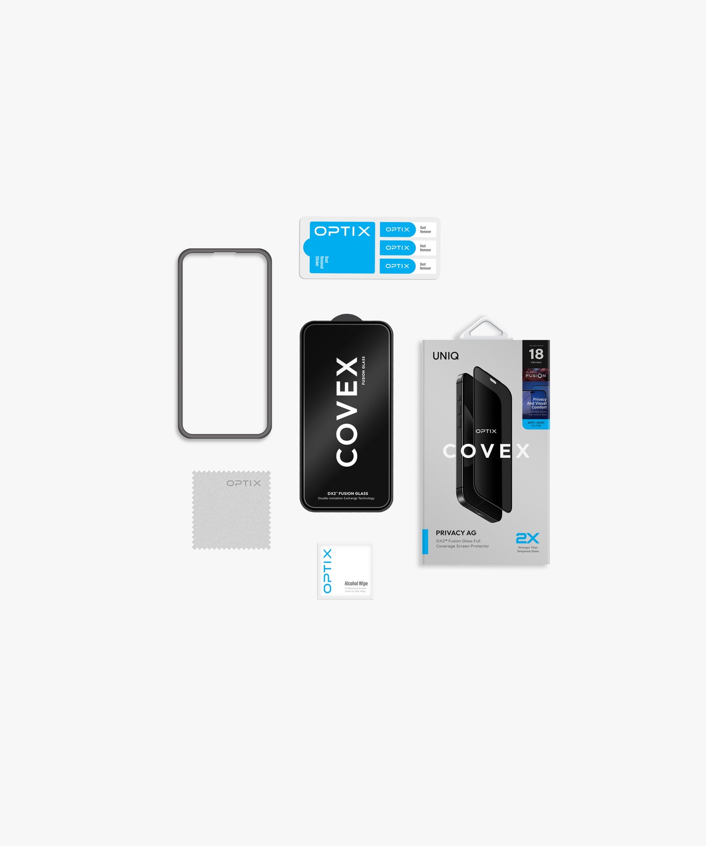 Uniq Optix Covex Privacy Ag (Dx2) Glass Screen Protector - For Apple iPhone 18 Pro Max