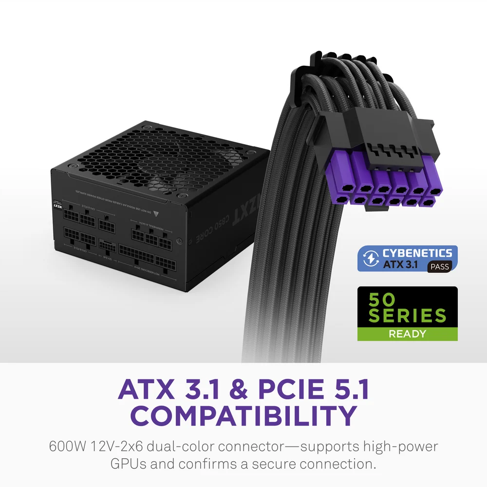 NZXT C850 Fully Modular Gold Core 80 PLUS ATX 3.1 Power Supply - 850W / Black