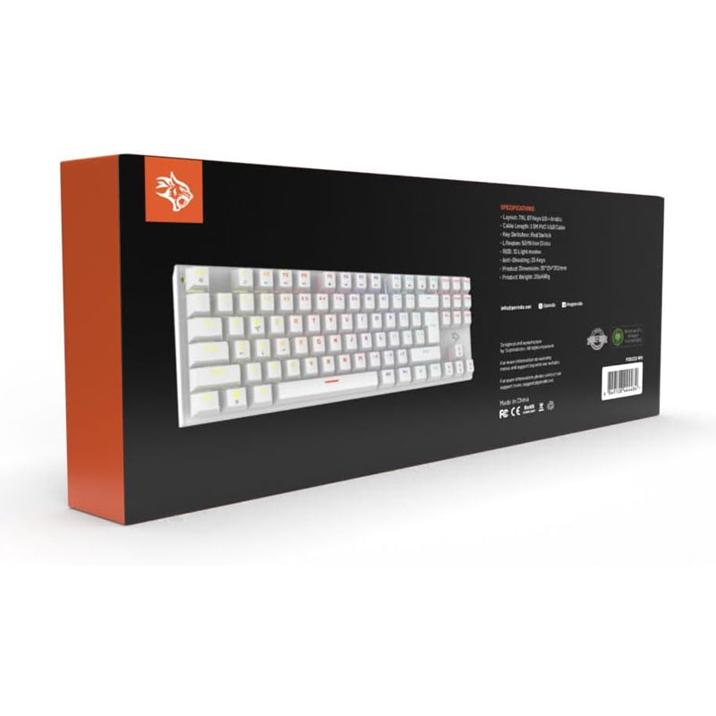 Gaming TKL Mechanical Keyboard - 1.5m / 1500mAh / Wired / Type-C / Arabic/English - White