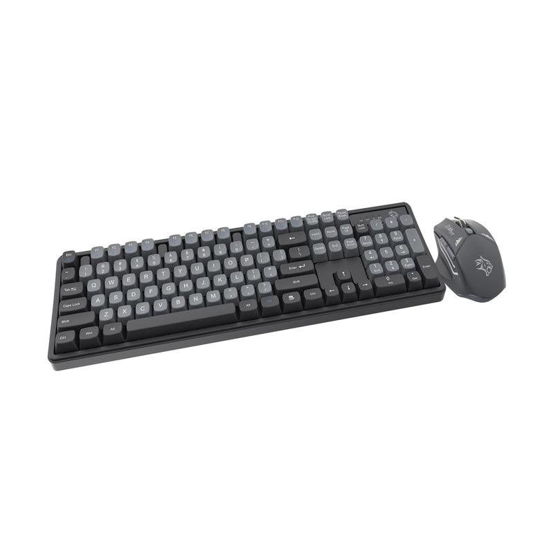 Porodo Gaming Wireless Keyboard Mouse Set - 2.4 GHz / 104 Keys / 1600 DPI / Arabic/English - Gray / A