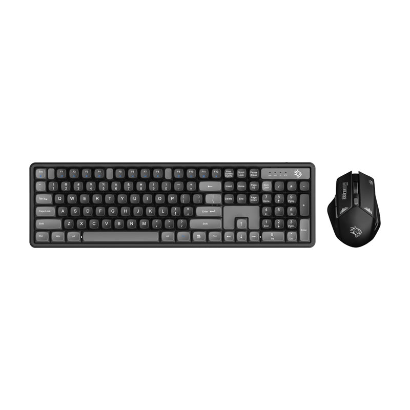 Porodo Gaming Wireless Keyboard Mouse Set - 2.4 GHz / 104 Keys / 1600 DPI / Arabic/English - Grey / B