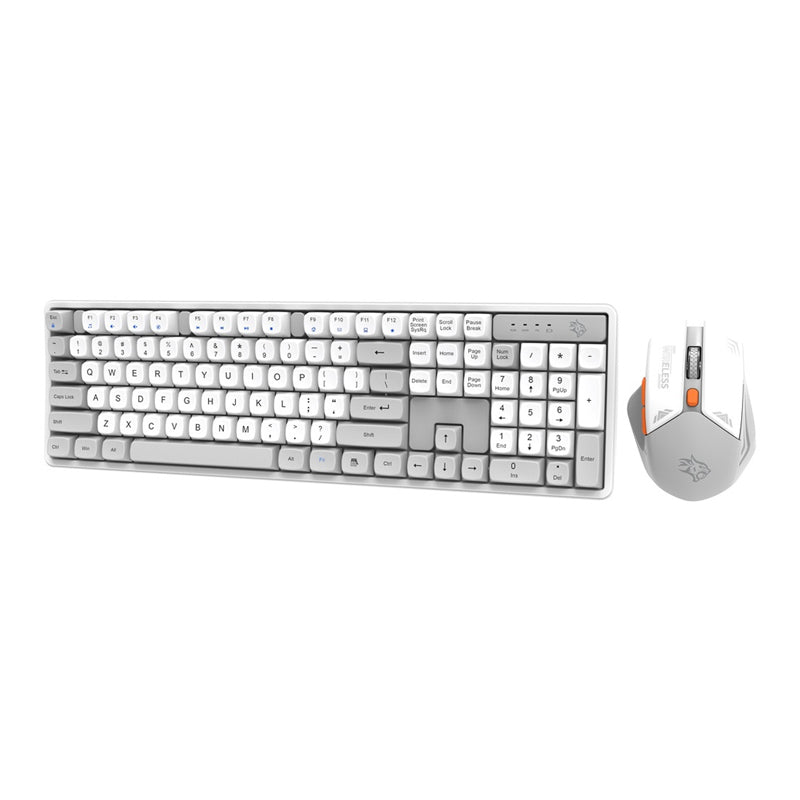 Porodo Gaming Wireless Keyboard Mouse Set - 2.4 GHz / 104 Keys / 1600 DPI / Arabic/English - White / A