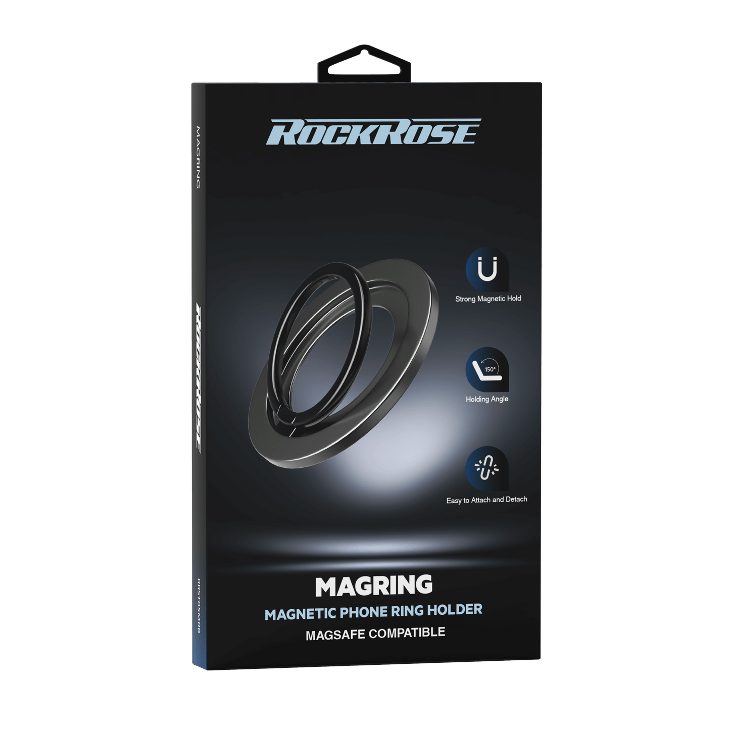 Rockrose Magnetic Phone Ring Holder - Black