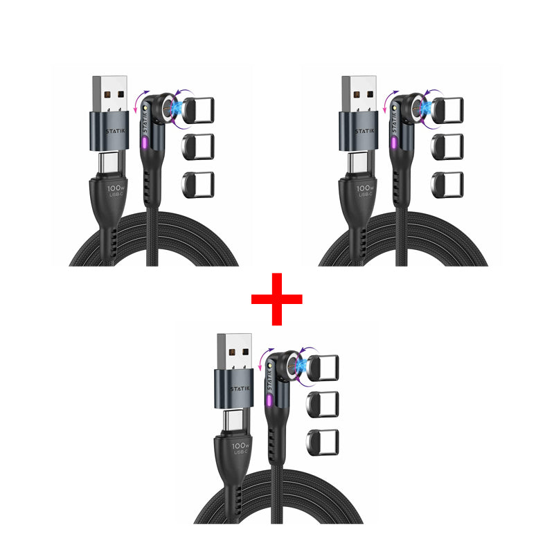 Statik 360 Pro 2.0 Magnetic Tip USB-C Cable 90cm (Pack Of 3)
