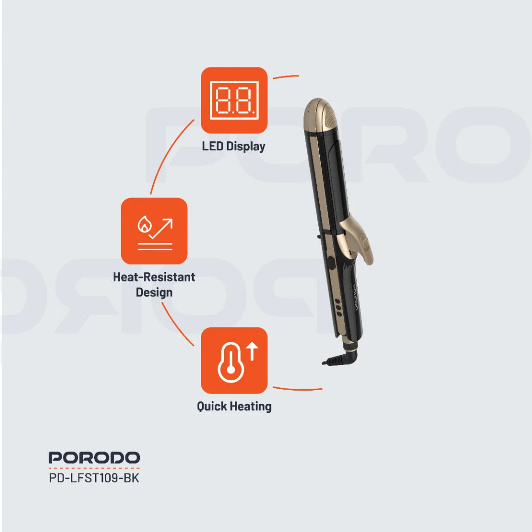 Porodo Lifestyle 4 Style Hair Iron - Black