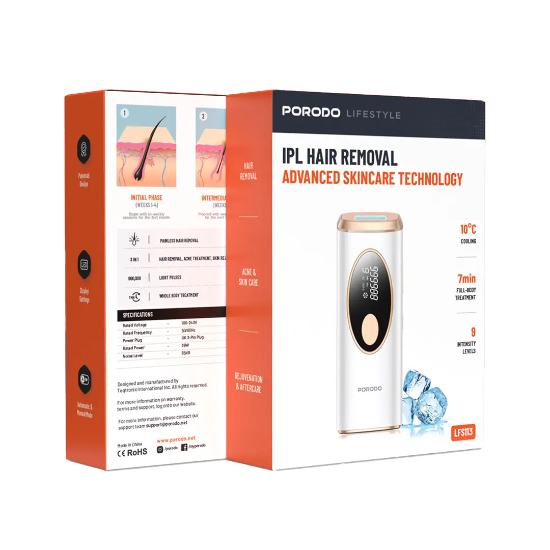 Porodo Lifestyle IPL Hair Removal Advanced Skincare Technology - White