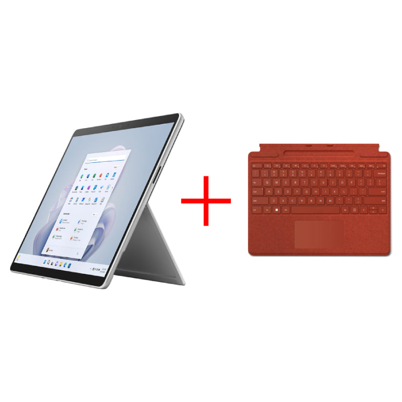Microsoft Surface Pro 9 - 13.0" / i5 / 8GB / 256GB SSD / Win 11 Pro / Platinum / Business Edition + Microsoft Surface Pro Signature Poppy Red Type Cover - Bundle Offer