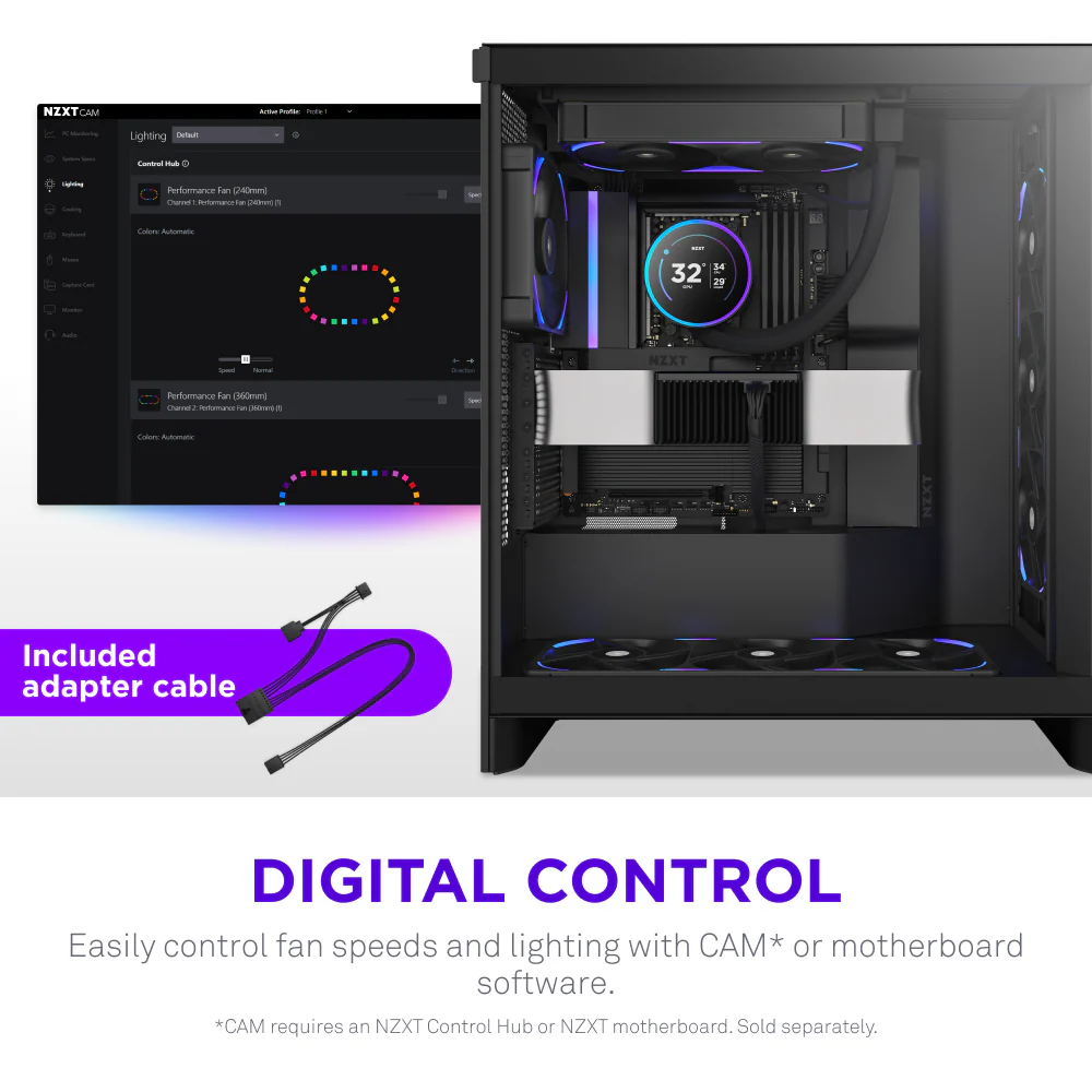 NZXT F120X Performance RGB Single Case Fan - 120mm / Black