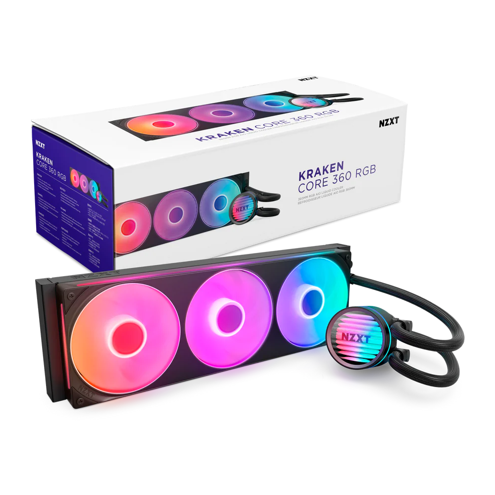 NZXT Kraken Core 360 RGB AIO Liquid Cooler - 360mm / Black