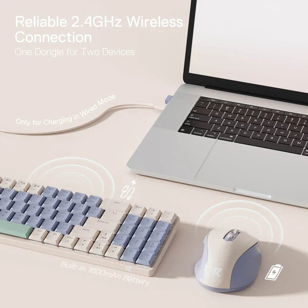 Redragon H260 HYLAS Wired Headphone - USB + 3.5mm / White + Redragon BS8772 Wireless Keyboard and Mouse Combo - Lollipop Blue + HyperX Pulsefire Mat Gaming Mouse Pad - Medium / Black - Bundle Offer