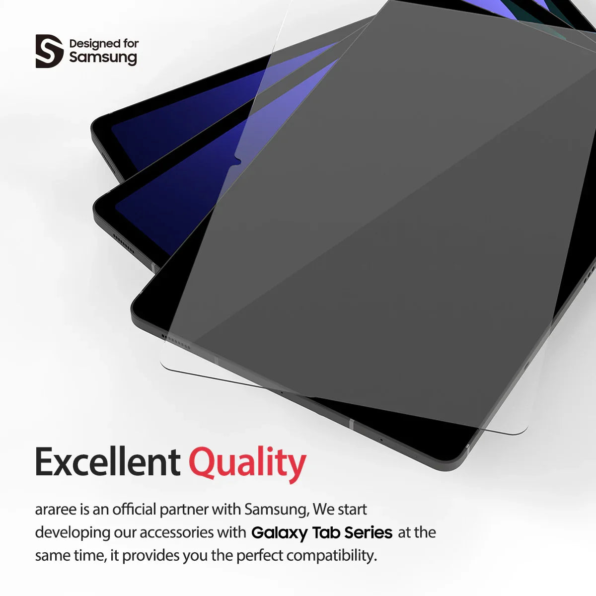 Araree Front Core Glass Screen Protector For Samsung Galaxy Tab S10 Plus / S9 Fe Plus / S9 Plus / S8 Plus / S7 Plus - Clear