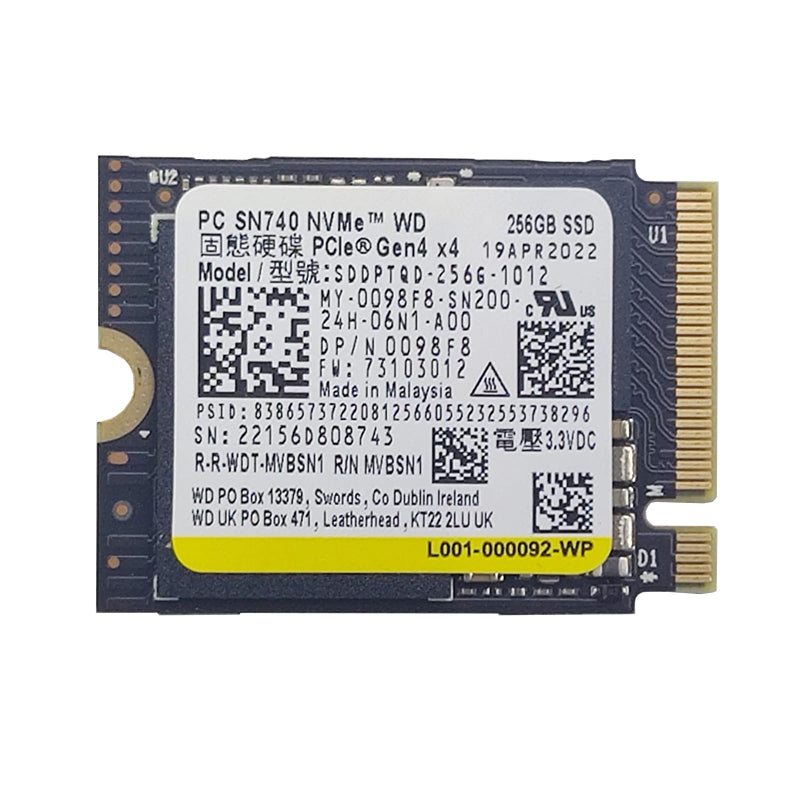 WD PC SN740 M.2 PCIe NVMe SSD - 256 جيجابايت / M.2 2230 / PCIe 4.0 / Open - SSD (محرك الحالة الصلبة)