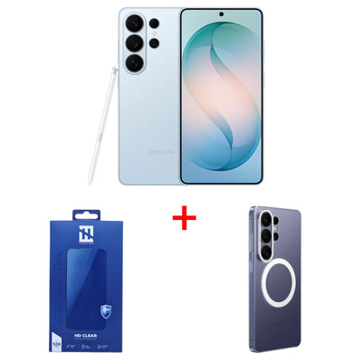 Bundle Offer - Samsung Galaxy S26 Ultra - 512GB / 6.9" Quad HD+ / Wi-Fi / 5G / Sky Blue - Mobile + Samsung Galaxy S26 Ultra Clear Magnet Case - Transparent + Elephant Horn HD Clear Premium Tempered Glass For Samsung Galaxy S26 Ultra - Clear