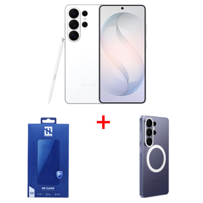 Bundle Offer - Samsung Galaxy S26 Ultra - 512GB / 6.9" Quad HD+ / Wi-Fi / 5G / White - Mobile + Samsung Galaxy S26 Ultra Clear Magnet Case - Transparent + Elephant Horn HD Clear Premium Tempered Glass For Samsung Galaxy S26 Ultra - Clear