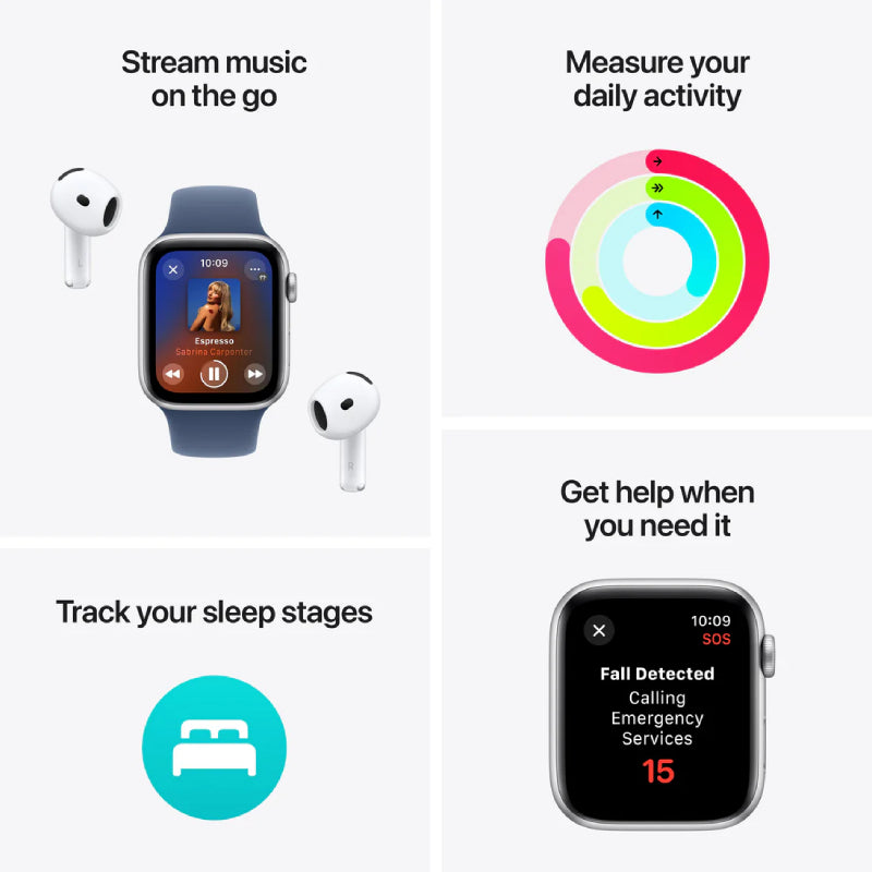 Apple Watch SE (2nd Gen) with Sport Band - LTPO OLED / 40mm / Medium/Large / Bluetooth / Wi-Fi / Starlight Smart Watches