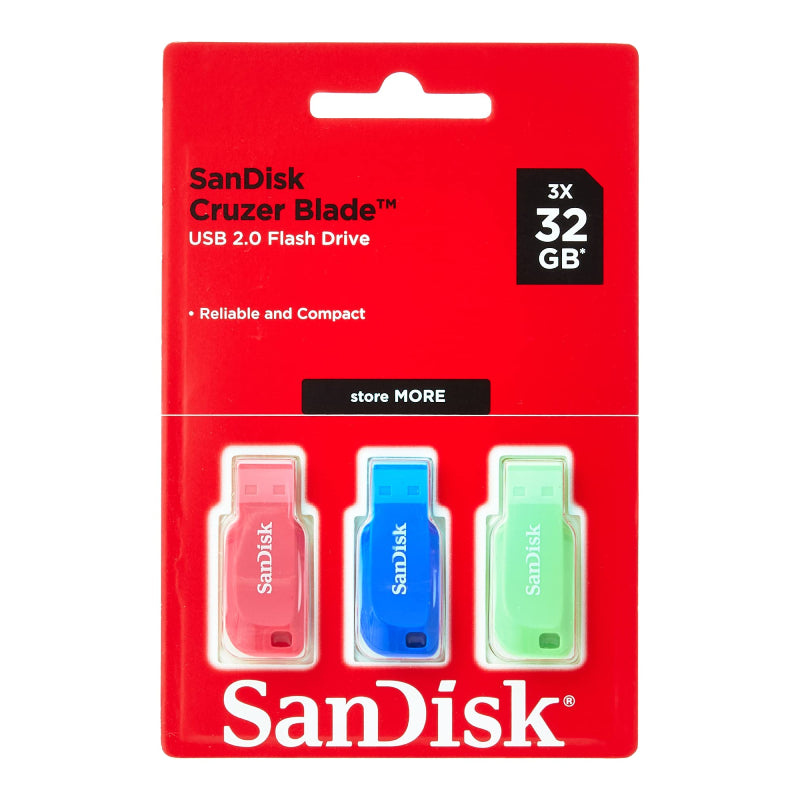 SanDisk Cruzer Blade Flash Drive - 32GB / USB 2.0 / Pack of 3