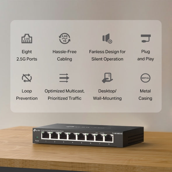 TP-Link TL-SG108S-M2 8-Port 2.5G Multi-Gigabit Desktop Switch