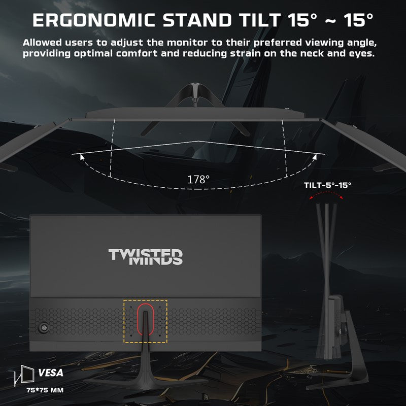 Twisted Minds 24" FHD FAST IPS / 180Hz / 0.5ms / HDMI 2.0 Gaming Monitor - Black