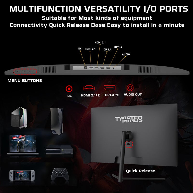 Twisted Minds 32" FHD VA / 240HZ / 1ms/HDR / HDMI 2.1 Gaming Monitor - Black