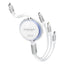 Promate TrioCord-R 3-in-1 Ultra-Fast Retractable Multi-Connector Cable - 1.1 Meter / USB-C / Lightning / Micro-USB / White