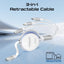 Promate TrioCord-R 3-in-1 Ultra-Fast Retractable Multi-Connector Cable - 1.1 Meter / USB-C / Lightning / Micro-USB / White