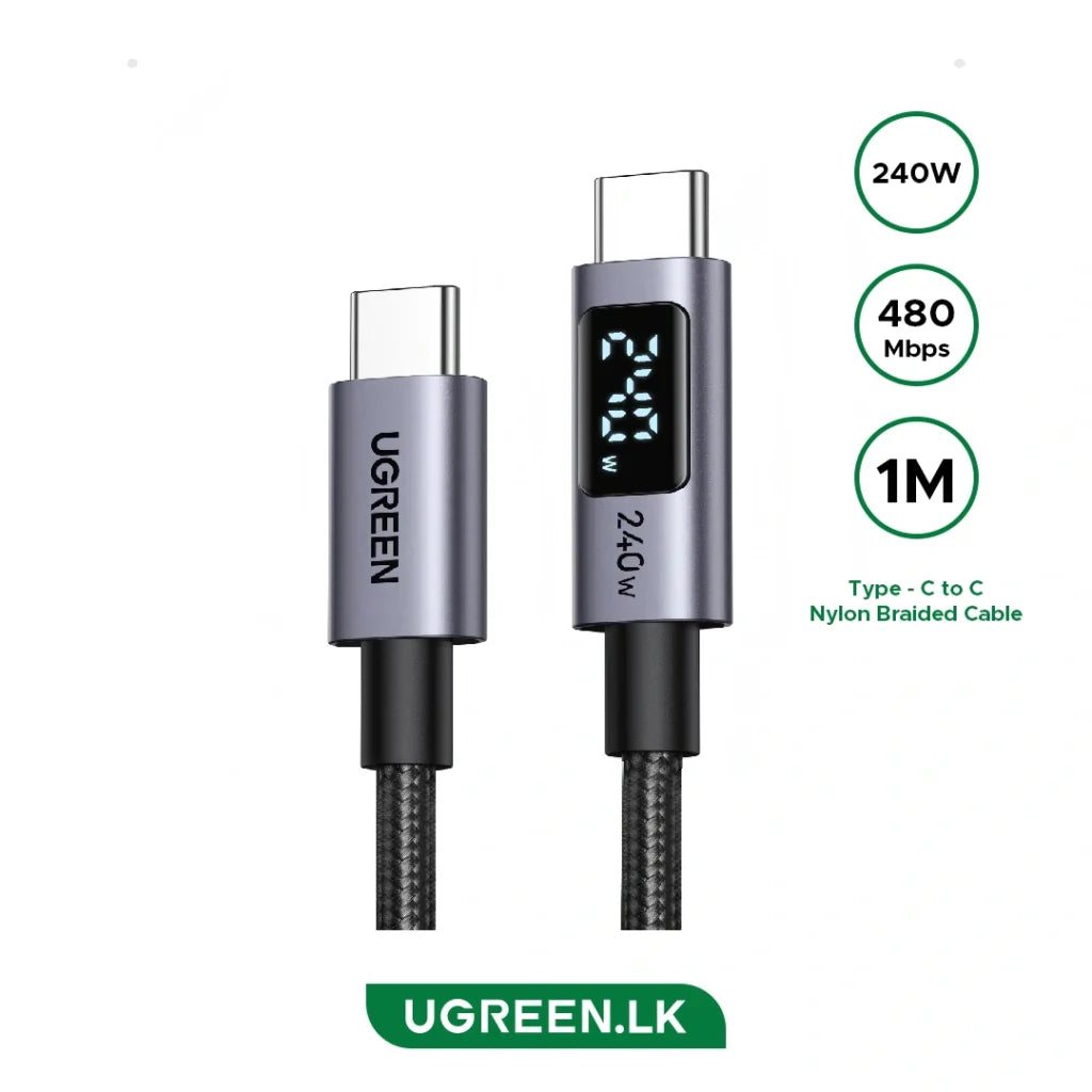 UGREEN USB-C to USB-C Fast Charging Cable - 1m / 240W Max / Black