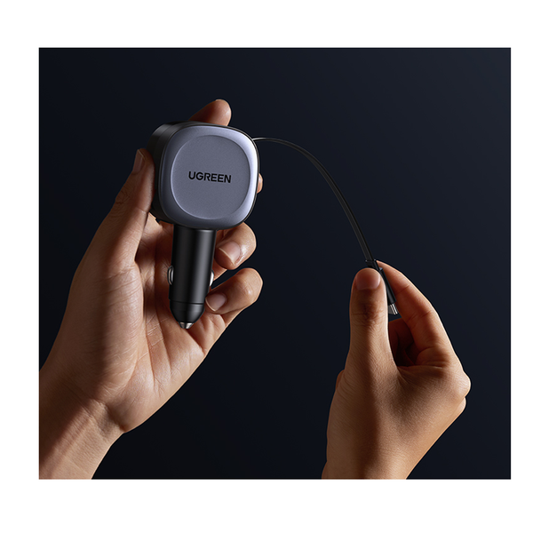 شاحن سريع يوجرين مع  كابل مع  كابل  75 واط / يو اس بي/ يو اس بي/ رمادي فاتح