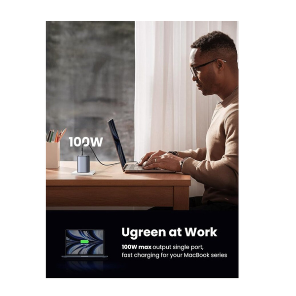 يوجرين منفذ  سريع شاحن - 100W / يو اس بي/ يو اس بي/ Space رمادي