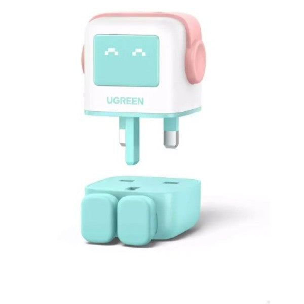 يوجرين منفذ  سريع شاحن  65W / يو اس بي/ يو اس بي/ اللون الوردي أزرق