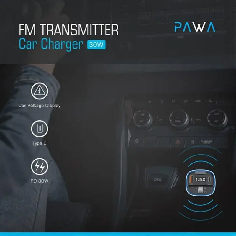 PAWA FM Transmitter Car Charger 30W - Black