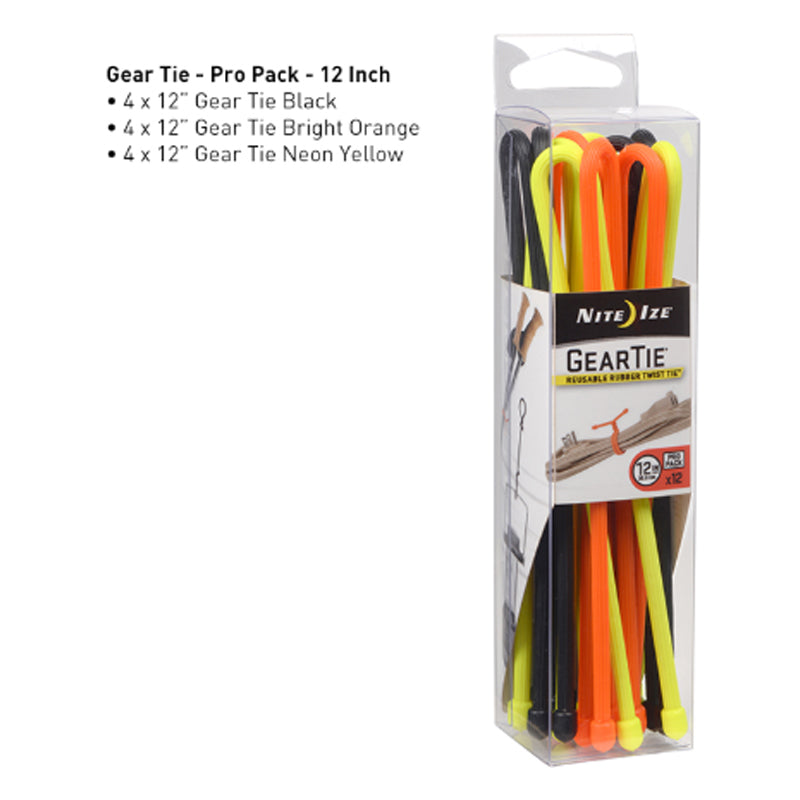 NiteIze Gear Tie® Reusable Rubber Twist Tie 18 in. - 2 Pack - Neon Yellow