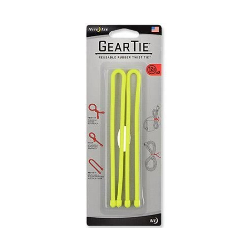 NiteIze Gear Tie® Reusable Rubber Twist Tie 18 in. - 2 Pack - Neon Yellow