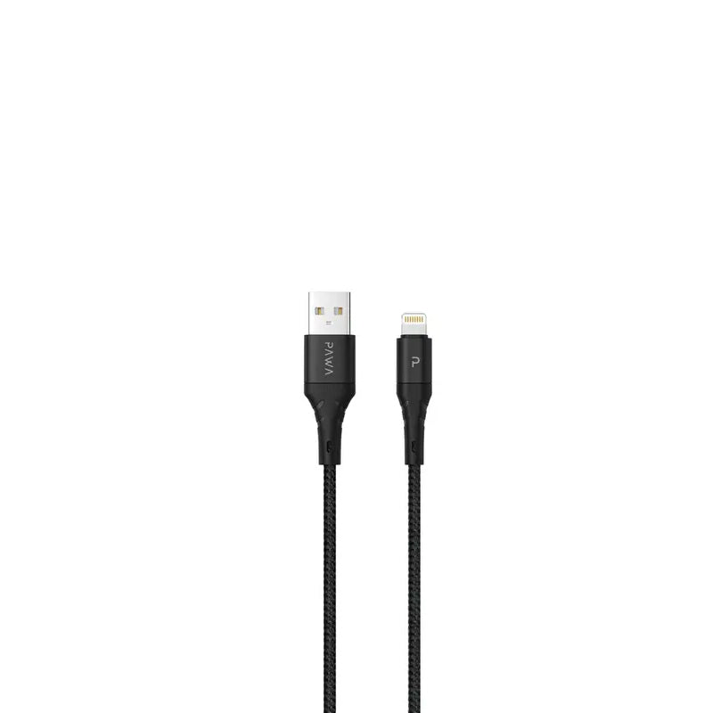 Pawa Nylon Braided 2.4A Data & Quick Charging Lightning Cable 2m/6.5ft - Black