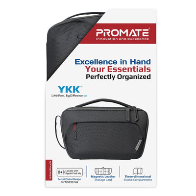 Promate Urban Pouch Versatile Tech Essential Organizer Pouch Bag - Black