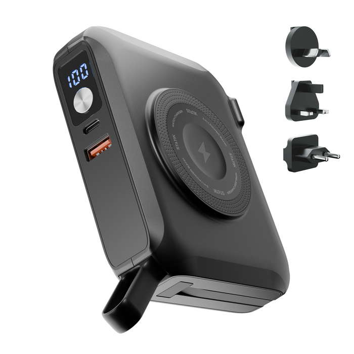 Statik SmartCharge Pro 5-in-1 Travel Charger - 15000mAh / USB-A / USB-C / Black