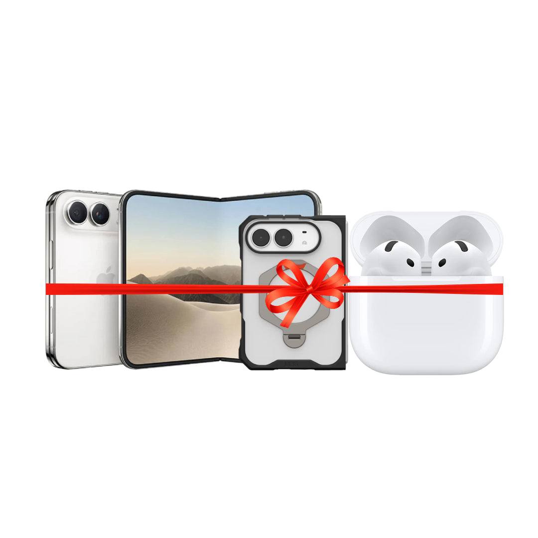 Apple iPhone Duo - 256GB / 7.6" Inner Display / 5.4" Outer Display / Star White / Japanese Version + Apple AirPods 5 Earbuds - USB-C / Bluetooth 5.3 / White + UAG Mouve XTE Case for Apple iPhone Duo - Ice - Bundle Offer
