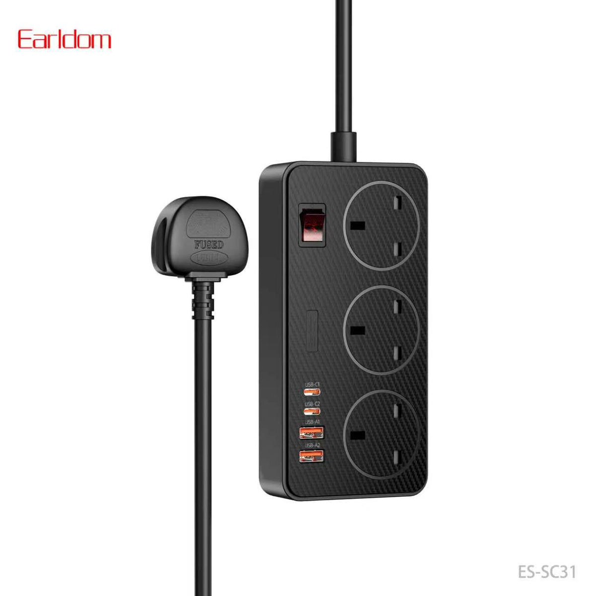 Earldom SC31 Multi-Socket Power Strips- Black (Gmark Approved)