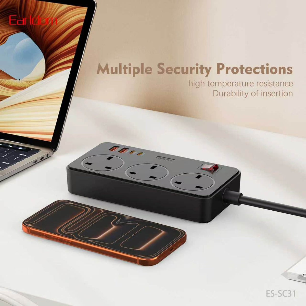 Earldom SC31 Multi-Socket Power Strips- Black (Gmark Approved)