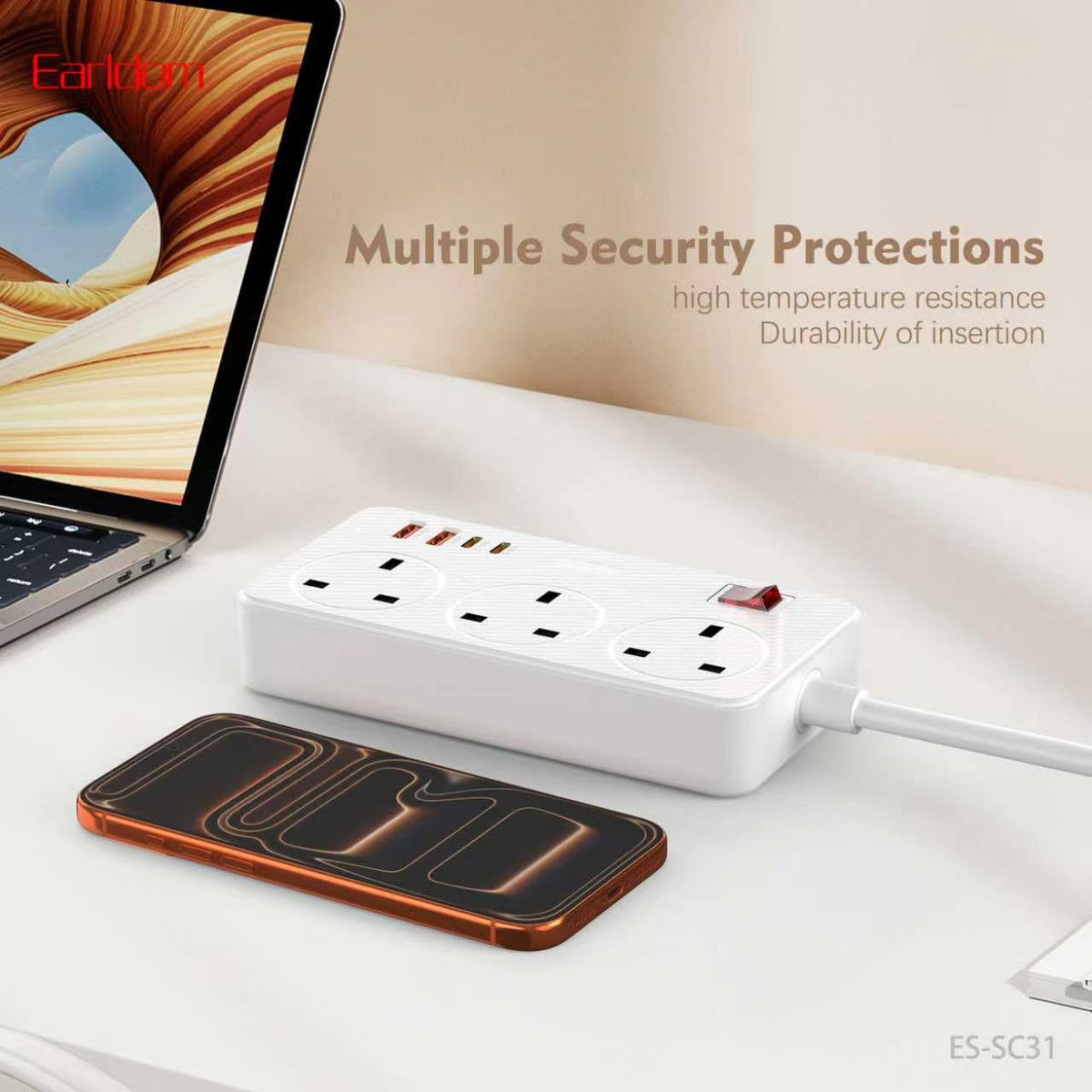 Earldom SC31 Multi-Socket Power Strips- White (Gmark Approved)