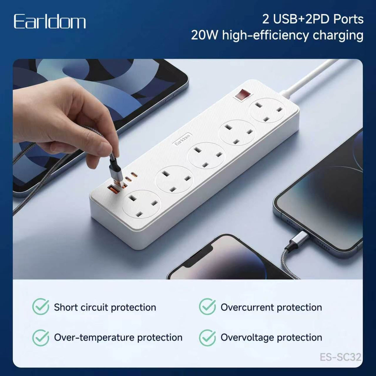 Earldom SC31 Multi-Socket Power Strips- White (Gmark Approved)