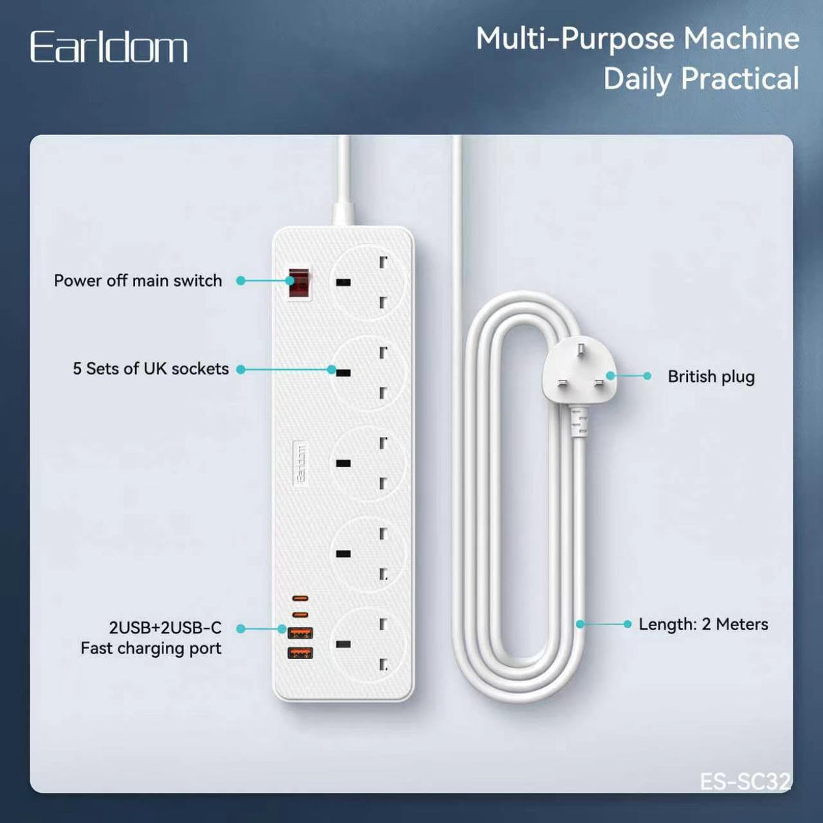 Earldom SC31 Multi-Socket Power Strips- White (Gmark Approved)