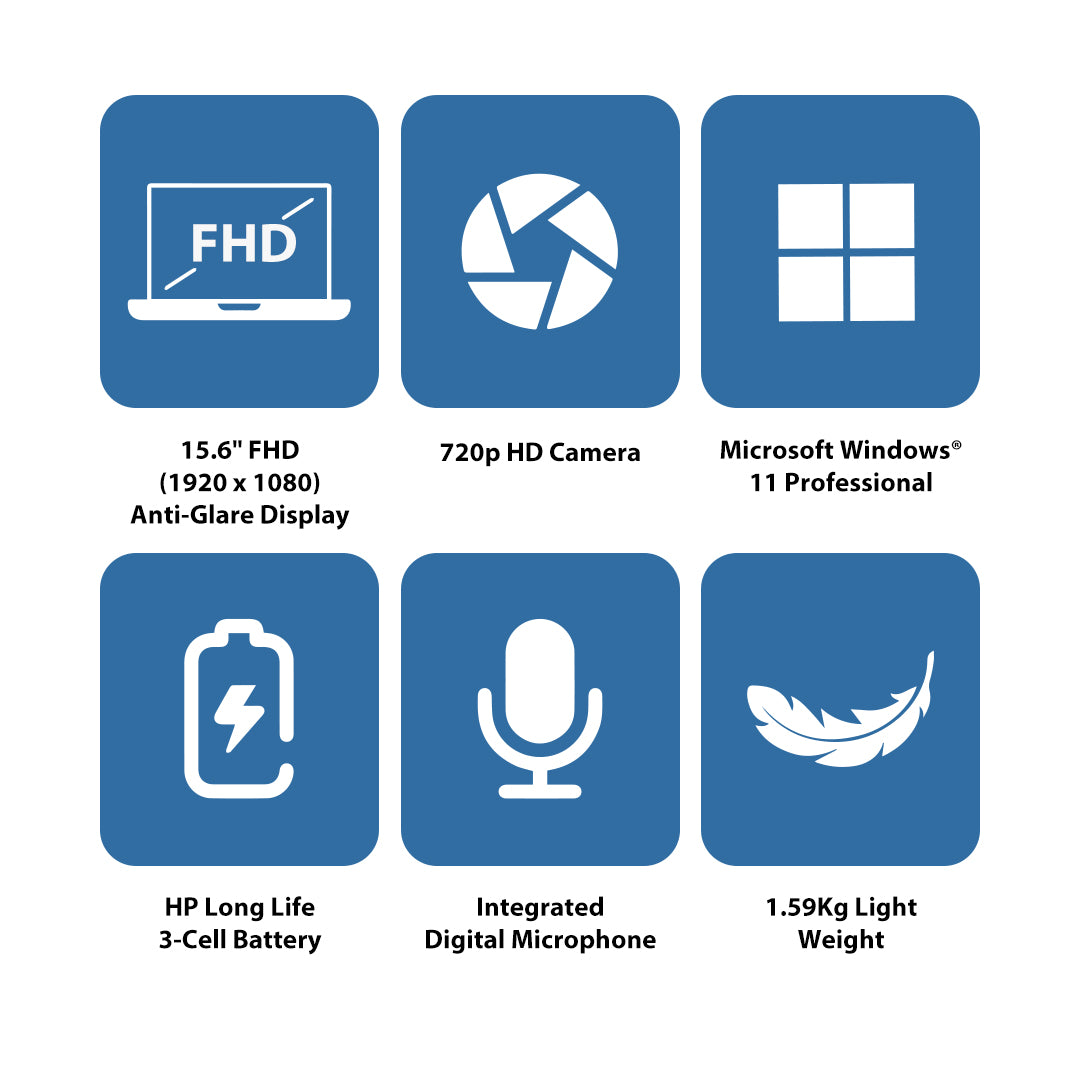 إتش بي 15-FD0149NE - 15.6" FHD / 16 جيجابايت / 512 جيجابايت (NVMe م.2 إس إس دي) / ويندوز 11 برو / ضمان سنة / فضي  طبيعي - لابتوب