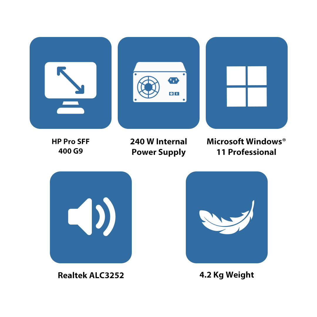 إتش بي برو SFF 400 G9 - آي 7 / 8 جيجابايت / 512 جيجابايت (NVMe م.2 إس إس دي) / ويندوز 11 برو / ضمان سنة - كمبيوتر مكتبي
